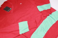 Men's Trendy Sub Seventy 100% Cotton V Neck Jumper Burgundy Red + Aqua XL, XXL