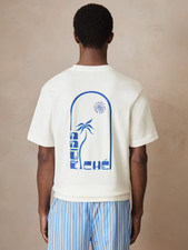 Reiss Mens Roda White X CHE Palm Print T-Shirt Cotton Jersey Regular Fit Tee