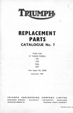Triumph Tiger Cub Spare  Parts Book List Catalogue No.7 T20 T20S T20SL T20T 