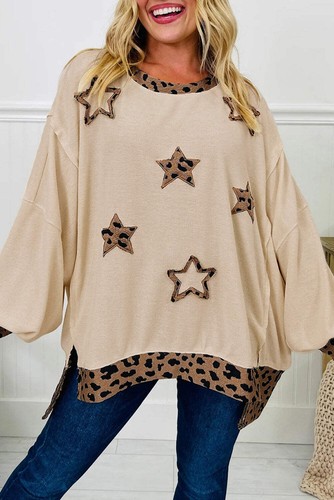 Leopard star patchwork baggy - leopard,
