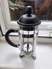 Small Bodum French Press Cafetiere Stainless Steel Holder Black Lid and Handle