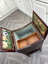 Antique vintage Upright Wooden Sewing Box on legs / Bedside cabinet ~ VGC