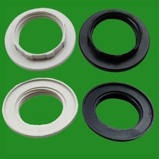 2x Black or White Lampshade Collar Ring Adaptor E27 E14 Replacement Lamp Light