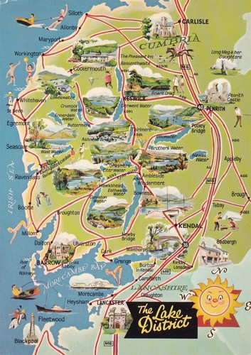 Postcard map the lake - the,