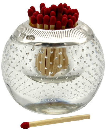 Silver mounted bubble glass - silver,