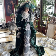 Porcelain Doll Curly Brown