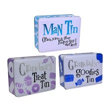 Storage Tin Rectangular Canister Treats Goodies Keepsakes Man Grandad Grandma