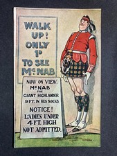 Scottish Soldier McNab 9 Foot Tall in his Socks! Vintage Comic Postcard H18
