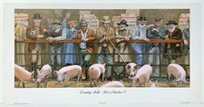 Country Folk Pig Auction by John Edwards (JEDD) Reproduction Print