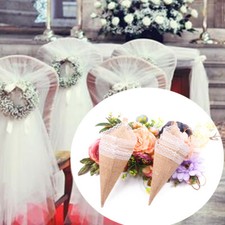 Empty Church Pew Ends Cones Hessian Barn Lace Wedding Decoration Flower Sack