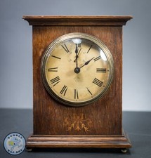 Ansonia Antique American Wooden Mantel Shelf Clock With Subdial Decorative Inlay