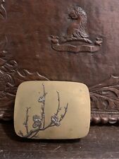 Rare Antique Japanese Meiji Bronze Mixed Metal Box - Fine Decoration - 19thC
