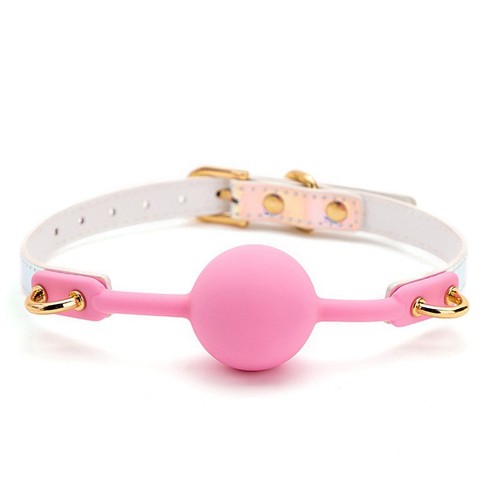 Pink silicone ball gag - pink,