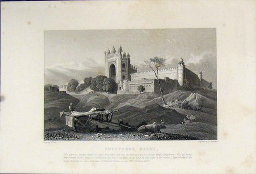 Old antique print 1857 view - print,