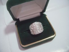 vintage incredible LARGE Solid Silver Ring- superb- GENUINE DIAMONIQUE-Size n