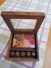 Playing Cards Set in Wooden Storage Box Case Holder with 5 dice