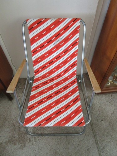 Vintage retro deck chair - vintage, red