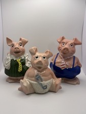 Natwest Wade Ceramic Pigs Woody, Annabel and Maxwell