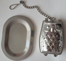 Stainless Steel Owl Loose Leaf Tea Infuser with Tray
