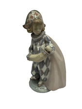 Lladro Harlequin Boy Figurine Playing Concertina 5695 Height 18cm No Box- Used