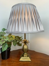 VINTAGE STYLE GOLD PINEAPPLE BEDSIDE TABLE LAMP SILVER PINCH PLEAT SHADE 19" H