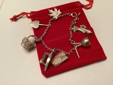 Vintage Silver Oriental Charm Bracelet -South East Asia Siam Thailand Boho Chic 