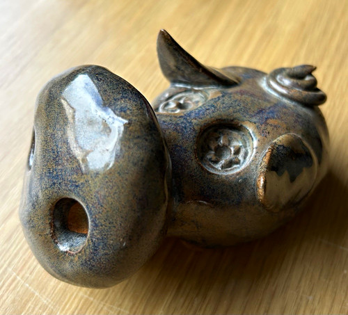 Glazed ceramic pig hog - ceramic,