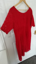 BHS Size 18 Red Lace Style Soft Feel Occasion Dress Back Zip Lined Ladies
