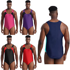 UK Mens Bodysuit Wrestling Singlet Leotard Sportswear Jockstrap Fitness Jumpsuit