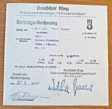 1940 GERMANY - Third Reich LIFE INSURANCE German Ring Corporation DOCUMENT