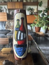 Vintage 1960s Marcello Fantoni Leather Cased Italian Pottery Vase