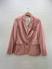 Joules Blazer Jacket 12 Pink Tweed Wool Blend Country Classic Horatia Preppy