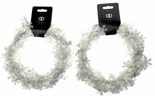 Snowflake white tinsel - white, garland