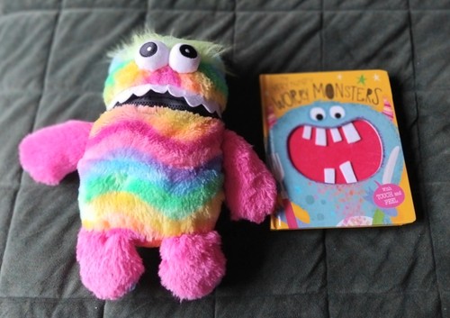 Rainbow worry monster with - monster,