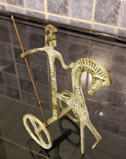 Brass etruscan horse chariot - brass,