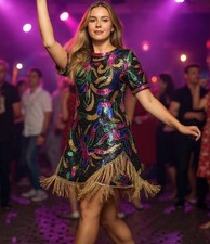 Vintage Silk Sequin Fringe