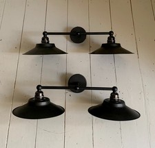 Pair Of Black Industrial Style Twin Wall Lights / Steampunk Style Lights