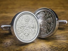 Lucky Sixpence Silver Coin Cufflinks Choice of Birthday year 1928 to 1967 