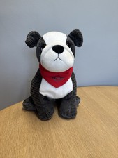 BMW Mini Cooper Corduroy Bulldog Plush Grey & White wearing  Red Neck Tie
