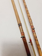 Vintage Bamboo 3-Piece 10' 6" Split Cane Fishing Rod with Brass Attachments Cork