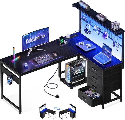 Shaped gaming desk with - desk,