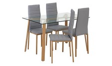 Helena Glass Dining Table & 4 Grey Chairs
