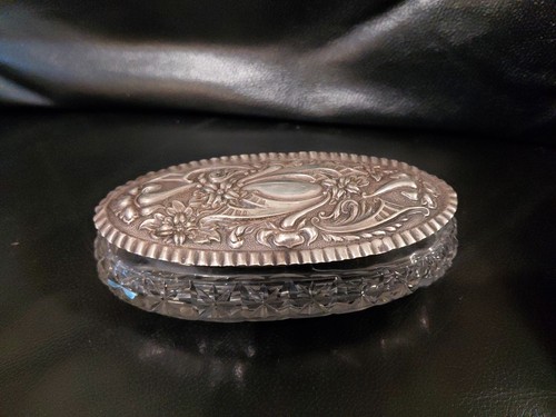 Solid silver lidded cut glass - solid,