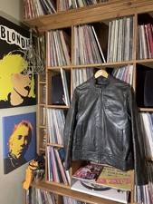 Men’s Real Leather Dk Grey  Biker Jacket VGC Lined Medium Slim Tom Wolfe
