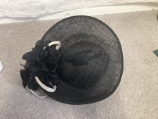 Jacques Vert Black Cream Fascinator Hat Wedding Headband Races Occasion MOB