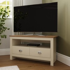 Cream and Oak 2 Drawer Corner TV Media Unit Lancaster Range
