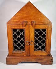 Small Rustic Wooden Cabinet Iron Detail Indian Sheesham Style Display CD 44x30cm