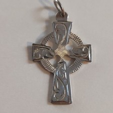Vintage Stamp Marked Silver Celtic Cross Crucifix Pendant Cristening Christian 