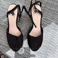 Ladies Next Black Suede Sandals Size 4/37