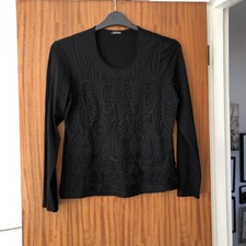Gerry Weber Ladies Black Embroidered & Beaded Smart Occasion Evening Top, 10-12.